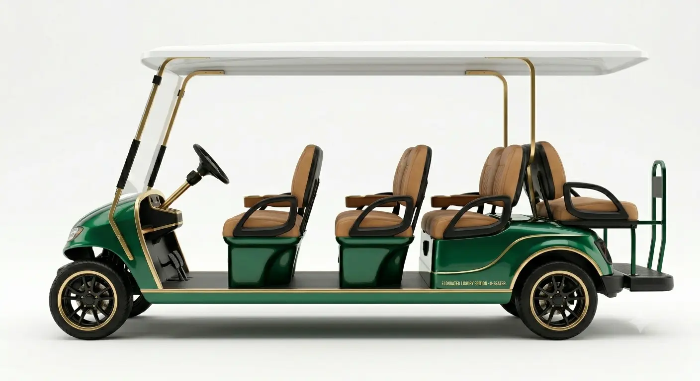 extra-long luxury 8-seater 'limousine' electric golf cart Large limousine electric golf cart for families and groups Rome private tour